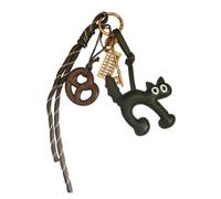 Hangsu Atractivo accesorio de bolsa, elegante colgante combinado con adorno de gatos, para uso diario de moda, llavero de gatos, Brown