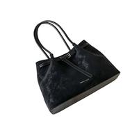 Hangsu Bolso de mano de moda de piel sintética resistente a desgarros en las axilas con correa cómoda, bolsa de hombro esencial para el trabajo, elegante bolsa de libros, Black