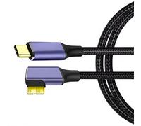Hangsu Cable de Datos Tipo C a MicroB de ángulo único para Transferencia rápida de Disco Duro móvil con diseño Trenzado de Nailon Cable de Transferencia rápida de Datos
