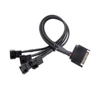 Hangsu Cable divisor de ventilador de refrigeración para computadora, 3/4 vías, conectores SATAs con protección contra sobrecorriente y chaquetas resistentes a la abrasión, divisor de alimentación