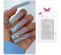 Hangsu Calcomanías para uñas, 20 piezas con forma de mariposa 3D para mujeres y niñas, accesorios de decoración artística