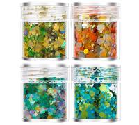 Hangsu Calcomanías para uñas, 4 botellas, decoraciones únicas 3D para hacer joyas, manualidades, adornos coloridos de manicura