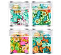 Hangsu Calcomanías para uñas, 4 botellas, decoraciones únicas 3D para hacer joyas, manualidades, adornos coloridos de manicura