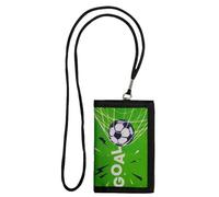 HANGSU Cartera infantil con diseño de fútbol, bolsillo para monedas con cremallera y tarjetero, monedero de viaje para niño, Black, 12*8*1cm, Modisch