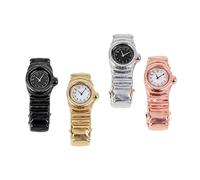 Hangsu Colección de relojes en miniatura, 4 piezas de relojes de aleación a escala 1:12 para accesorios de exhibición, modelo de casa