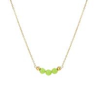 Hangsu Collar con colgante de piedra de 8 mm, cadena dorada con cuentas, adecuado para una declaración de moda única de acero inoxidable, One Size, como se describe, como se describe