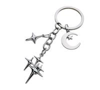 Hangsu Delicado llavero de luna y estrella de metal, adorno de bolsa de metal, llavero distintivo personalizado para decoración de bolsa de moda, L16 F, Talla única