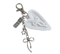 Hangsu Elegante llavero acrílico que combina encaje en forma de corazón y diseño de lazo para un aspecto dulce y femenino. Llavero acrílico, blanco, Talla única