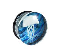 Hangsu Elegantes medusas de cristal con diseños geométricos y acabado esmaltado por goteo, joyería corporal elegante para el uso diario, tapón de cristal con base negra, 12mm, como se describe, como