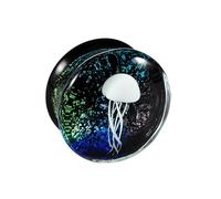 Hangsu Elegantes medusas de cristal con diseños geométricos y acabado esmaltado por goteo, joyería corporal elegante para el uso diario, tapón de cristal con base negra, 12mm, como se describe, como