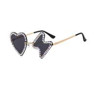 Hangsu Gafas de sol para mujeres y hombres, con diamantes de imitación de moda, con forma de corazón, gafas de sol para cosplay con diamantes de imitación, Todas las cenizas