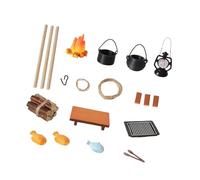 Hangsu Juego de 20 piezas de accesorios en miniatura para escena de campamento con efecto de llama en capas y herramienta de cocina para casa de muñecas, configuración de picnic al aire libre