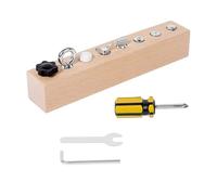 Hangsu Juego de construcción de madera para niños con bloque de tornillo para niños, desarrollo cognitivo y entrenamiento de destreza, juego de destornilladores de madera para niños