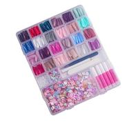 Hangsu Kits de uñas postizas, kits de puntas de uñas postizas, uñas con encanto, perlas, decoración artística, uñas con forma de mezcla, uñas a presión
