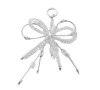 Hangsu Llavero con colgante de lazo con cuentas, colgante de lazo, delicado adorno de llave, dije único adecuado para llaves y teléfonos, decoración de mochila, blanco, Talla única