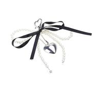 Hangsu Llavero con lazo hecho a mano con perlas y cuentas de corazón, decoración de teléfono, llavero colgante para teléfonos y bolsos, llavero de aleación, Negro, Talla única