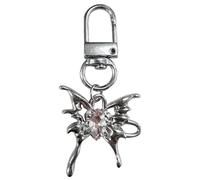 Hangsu Llavero de aleación de moda hecho a mano con diseño de mariposa, colgante de lazo, estrella, corazón, versátil, accesorio de cadena de teléfono, llavero de baile, a, Talla única