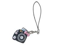 Hangsu Llavero de cámara Macaron - Cordón de resina de 6 colores, dije ligero para bolsos, llaves, regalos (120) cadena de teléfono de resina ligera, Negro, Talla única