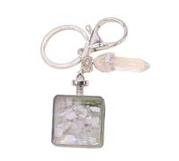 Hangsu Llavero de piedra natural de múltiples diseños con marco de fotos para uso práctico, llavero de piedra natural, blanco, Talla única