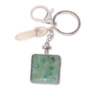 Hangsu Llavero de piedra natural de múltiples diseños con marco de fotos para uso práctico, llavero de piedra natural, Aventurina verde, Talla única