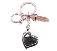 Hangsu Llavero personalizable con marco de fotos de corazón de piedra natural para regalo único para varias ocasiones, llavero romántico, Negro, Talla única