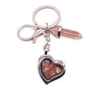 Hangsu Llavero personalizable con marco de fotos de corazón de piedra natural para regalo único para varias ocasiones, llavero romántico, Ágata roja, Talla única