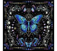 Hangsu Mantel de tarots con diseño de mariposa, flor, astrología, altares, tela, adivinaciones, tarjetas, tapiz, suministros de brujería, altares, tarots