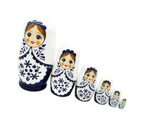 Hangsu Muñecas rusas de madera de 6 capas pintadas a mano, juguete educativo para actividades creativas, muñecas rusas de anidación de madera, arte popular pintado a mano