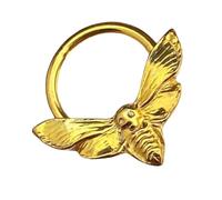 Hangsu Piercing de nariz de aleación resistente, diseño de calavera, polilla, acabado dorado, diseños portátiles para creadores de tendencias de moda y fanáticos góticos, aretes de nariz de calavera y