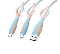 Hangsu Protectores elásticos de silicona para cable de carga, organizadores compatibles con múltiples dispositivos, para teléfono, tablet, correas de cable USB C, protectores de cable de silicona