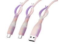 Hangsu Protectores elásticos de silicona para cable de carga, organizadores compatibles con múltiples dispositivos, para teléfono, tablet, correas de cable USB C, protectores de cable de silicona