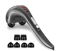 Hangsun Masajeador para cuello, espalda, tejido profundo, masaje de percusión para hombros, piernas, pies, músculos, masajeador eléctrico de doble cabeza, MG460-US, gris, 1