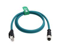 HangTon Actuador Sensor Ethernet Cable de Red M12 A-codificación de 8 Pines Hembra a RJ45 Cat-7e Patch Cord para la automatización Industrial Profibus Aplicación 30cm