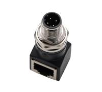 HangTon - Adaptador de red M12 a RJ45, 4 pines D-Code macho para conmutador Ethernet, codificador de sensor de automatización de control de máquina industrial Profinet EtherCat, CAT5e CAT6 de 1 Gbps