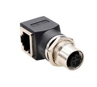 HangTon - Adaptador Ethernet M12 a RJ45, 4 pines D-Code hembra para conmutador de red Profinet EtherCat codificador de sensor de automatización de control de máquina industrial, CAT5e CAT6 velocidad