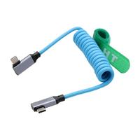 HangTon Cable de alimentación USB tipo C a USB-C PD para SSD BMPCC ZCAM R5 R6 A7C FX3 Cámara iPhone 15 iPad Teléfono Laptop Monitor, 20Gbps 20V5A 4K60 HD, 90 grados en ángulo trenzado en espiral 30 cm