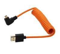 HangTon Cable de ángulo recto Micro-HDMI a HDMI 4K60 8K Raw para ATOMOS Ninja V Ultra, Sony ZV-E10 A7C A7R4 A6700, Canon R6II R5C R10, Lumix S5 S9 G100, Fujifilm X-T50, naranja trenzado en espiral, 30