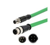 HangTon Cable de red M12 a M8 para sensor de actuador Beckhoff, automatización industrial, EtherCAT EtherNet Profinet Fieldbus, 4 pines código A macho a codificado D, blindado PUR, 3M