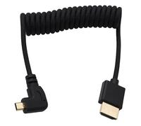 HangTon Cable en espiral micro HDMI a HDMI 8K 4K 60p en ángulo izquierdo para monitor Ninja V, Sony A7C R, Canon R6 mkII, XT30II, cámara Lumix S9, tipo A a tipo D, trenzado negro