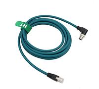 HangTon Cable Ethernet de 8 pines codificado por X M12 RJ45 CAT-7e para Cognex Keyence Basler Vision Camera Sensor PLC Router, ángulo recto de 90 grados, 1 m