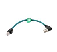 HangTon Cable Ethernet en ángulo recto M12 de 8 pines codificado por X RJ45 CAT-7e GigE de alta velocidad para sensor de cámara Cognex Baumer Switcher Router PLC 30 cm
