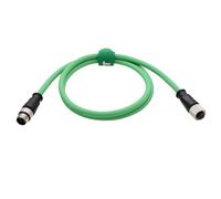 HangTon Cable Ethernet M12 de 4 pines D macho a M12 de 4 pines D código hembra para Baumer Omron Sick Encoder Sensor Cámara Profinet Network Host Green PVC 2 m