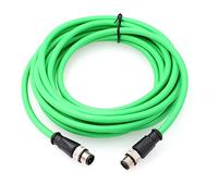 HangTon Cable Ethernet M12 de 4 pines D macho a M12 de 4 pines D código macho para red de aplicación industrial CAT5e blindado flexible 1 m