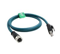 HangTon Cable Ethernet M12 X-Coded 8 pines hembra a RJ45 Cat7e Cable de conexión para actuador de automatización industrial, sensor Profibus interruptores de red 2 m