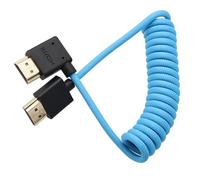 HangTon Cable HDMI 8K 4K en forma de L para ATOMOS Ninja V Shinobi, Sony A9III A7RV A7M4 FX3 FX30 FX6, Canon C80 C70 R1 R5 Mark II, Panasonic BGH1 S5IIX S1RII G9M2 GH5II, azul trenzado en espiral