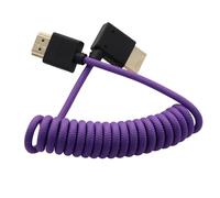 HangTon Cable HDMI 8K/60 4K/120p de 90 grados para ATOMOS Ninja V Shinobi, Nikon Z6iii Z8 Z9, Fujifilm GFX100II X-H2S, Teradek Hollyland Mars 400, Home Theater, morado trenzado en espiral