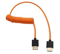 HangTon Cable HDMI 8K30 4K60 para Ninja V Shinobi Inferno, Canon R5 mk2, Lumix GH5II S1R, Nikon Z9 Z8 Z6III, Sony A7R5 A7SIII FX3, Portkeys FEELWORLD SmallHD, color naranja trenzado en espiral, 50 cm