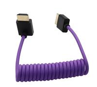 HangTon Cable HDMI de 90 grados 8K/60 4K/120p para ATOMOS Ninja V Shinobi, Nikon Z6iii Z8 Z9, Fujifilm GFX100II X-H2S, Teradek Hollyland Mars 400, TV portátil, color morado trenzado en espiral