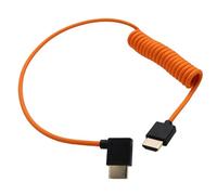 HangTon Cable HDMI flexible en espiral 8K60 4K120 para Atomos Ninja V Shinobi Ultra Monitor, Canon R5mk2 Nikon z6iii Sony FX2 A7Siii Lumix S1R Fujifilm Blackmagic ZCAM, ángulo recto, 50 cm