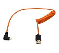 HangTon Cable micro HDMI 4K 6K 8K para Canon R6 Mark II R5 R10 Sony A7CR ZV-E1 A6700 Z50 ATOMOS Ninja V Ultra Shinobi Portkeys Feelworld VILTROX Monitor, espiral naranja flexible de alta velocidad, 50
